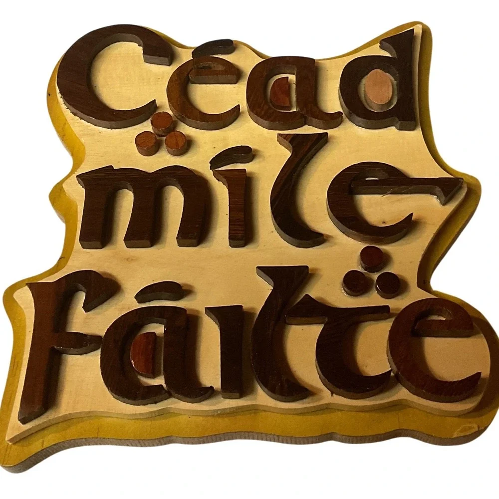 Islandcraft Cead Mile Failte Plaque Wooden Wall Plaque Irish Welcome Sign One Sz